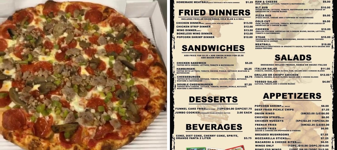 Guy's Pizza Menu